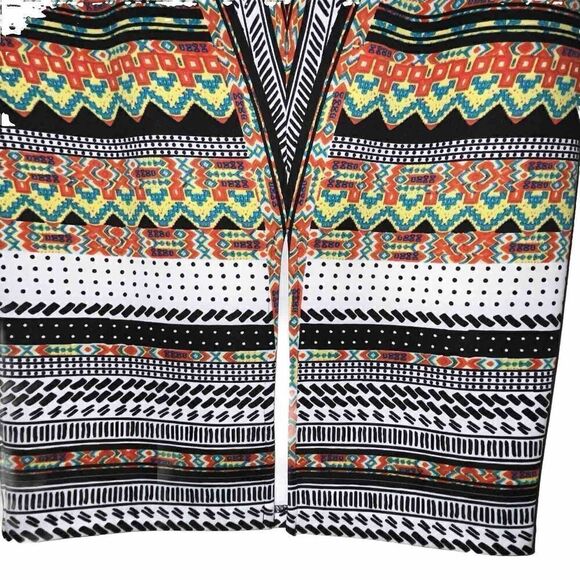 BISOU BISOU Michele Bohbot Pencil Skirt Size Med Multicolor Neon Aztec EUC - Picture 2 of 8